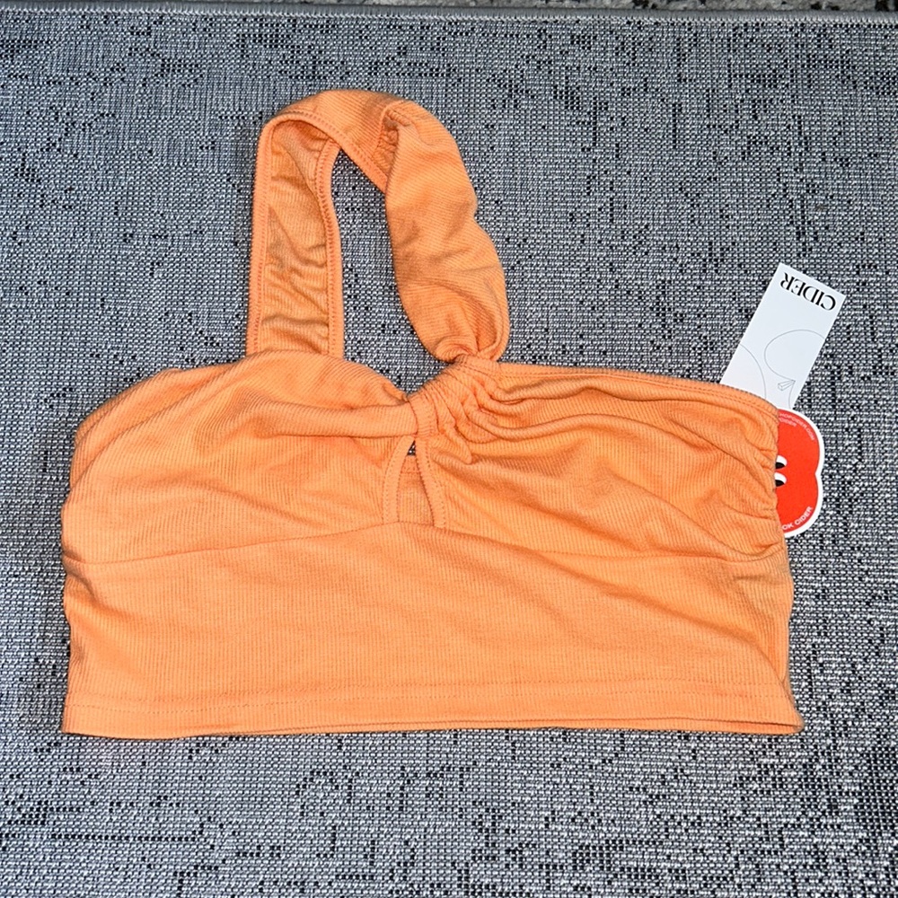 Cider Asymmetrical Halter Cut Out Crop Top